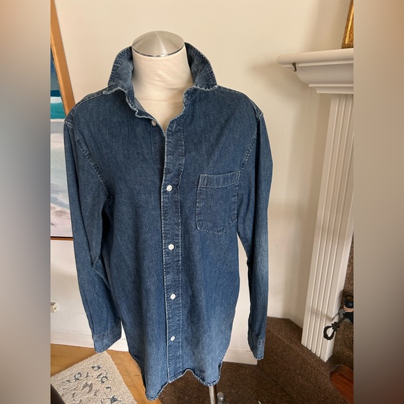 DIVIDED For H&M Single Pocket Denim Button Down Shirt - Picture 1 of 6